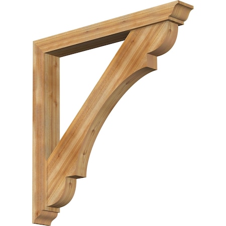 Ekena Millwork Olympic Traditional Rough Sawn Bracket w/ Offset Brace, Western Red Cedar, 6"W x 48"D x 48"H BKT0604X48X48OLY01RWR
